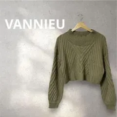 VANNIEU★最旬クロップド丈 ケーブル編み モックネックニット プルオーバー