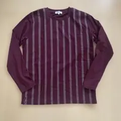 THE SHOP TK ストライプ柄 長袖カットソー ボルドー Lのサムネイル