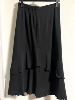 黒 フレアスカート 2層