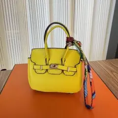 ミニバッグチャーム　AirPodsケース　コインケース　小物入り　イエロー