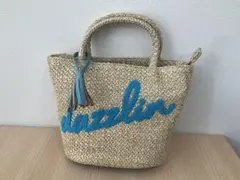 dazzlin サガラロゴ刺繍かごバッグ風トートバッグ　ブルー