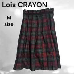 【Lois CRAYON】(M) タータンチェック ひざ丈スカート プリーツのサムネイル