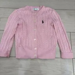 RALPH LAUREN ケーブルニット カーディガン ピンク 24M 90