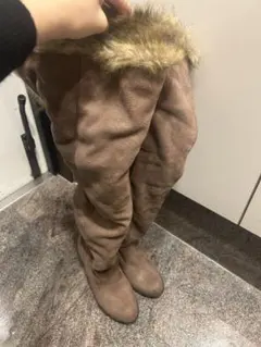 y2k ブラウン フェイクファー ロングブーツサイズM