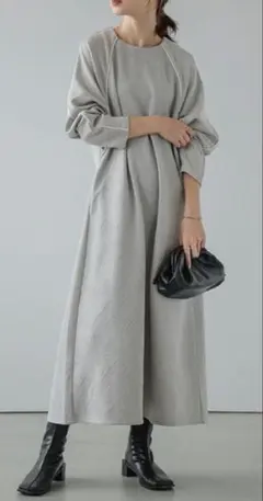 La-gemme 異素材切り替えロングワンピース