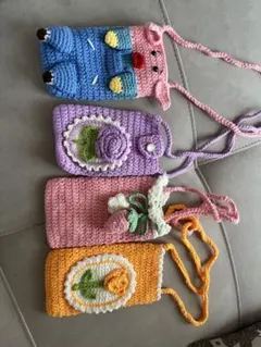 ハンドメイド ニット スマホショルダーバッグ