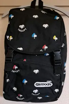 OUTDOOR スヌーピー柄 ブラックリュック