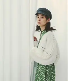 【美品】スナイデル　snidel ホワイト ドロストケーブルカーディガン