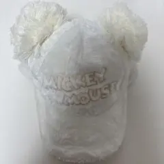 ミッキーマウス ポンポン付きホワイトキャップ