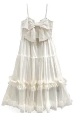 アイボリー リボン付きキャミワンピース　grl