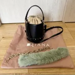 ダイアナ　スタッズ バケットバッグ ショルダーバッグ ハンドバッグ ファー黒
