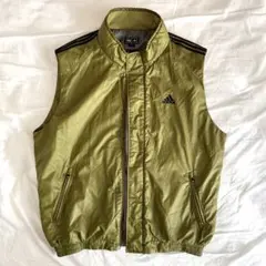 着画あり＊adidas アディダス　ナイロンベスト　中綿　カーキ　メンズ