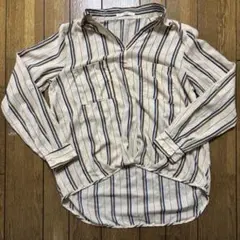 ストライプ Vネック シャツ 長袖