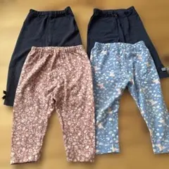 花柄　デニム色　レギンス4点セット 80cm 90cm 女の子　まとめ売り