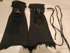 レッグスリーブ　黒 　スター柄刺繍入り