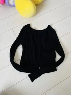 earth music&ecology リブ編み ブラック カーディガン フリー