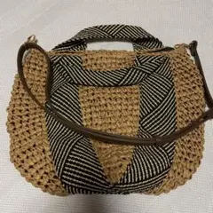 ストライプデザイン かごバッグ
