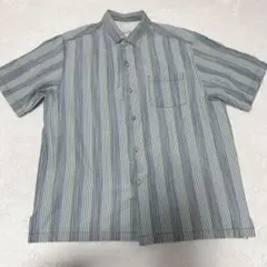 トミーバハマ 100%シルク アロハシャツ L ストライプ グレー系