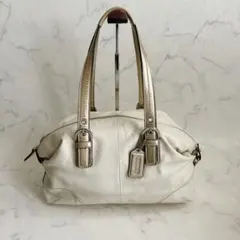 COACH コーチ ショルダーバッグ ミニボストン ホワイト レザー 肩掛けのサムネイル