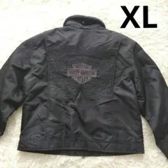 襟付き　ハーレーダビッドソン　ナイロンジャケット　ボア　着脱可　バック刺繍