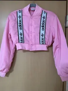 adidas ピンク クロップドジャケット 2XS