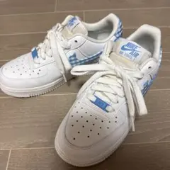 Nike Air Force 1 ホワイト/ブルー ギンガムチェック