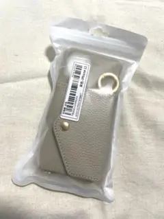 iPhone12 ストラップつきスマホケース　カード入れ　ミラー　ベージュ