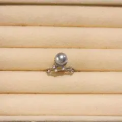 S【極美・真多麻色】天然あこや真珠 リング 8-9mm 王冠デザイン S925