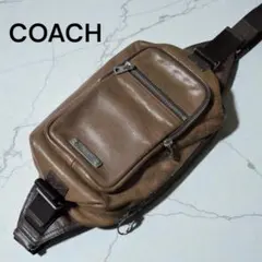 良品）COACH ボディバッグ パンチングレザー ブラウン - メルカリ