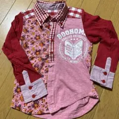Boo Homes 長袖シャツ 130cm 赤 ピンク 花柄