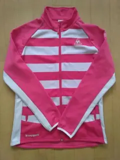 le coq sportif ピンク×薄グレー ボーダー ジップアップ サイズO