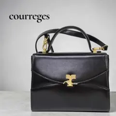 クレージュ　本革スクエア　ショルダーバッグ　ゴールドロゴ金具