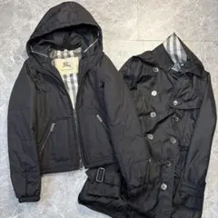 バーバリーロンドン♡2way ロングコート ライナー付　ノバチェック 黒 38