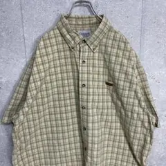 カーハート　グリーンチェック　半袖BDシャツ　ビックサイズ　古着　2XL