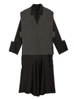 アメリ ★ KNIT VEST SET SATIN DRESS