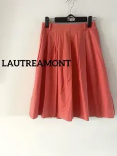 【LAUTREAMONT】タックフレアスカート オレンジ コーラル　きれいめ