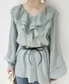 Chico フリル襟ブラウス　チュニック　ビッグカラー