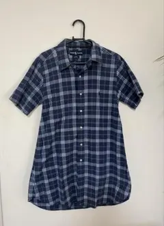 ラルフローレンRalph Lauren チェックシャツワンピース　ブルー