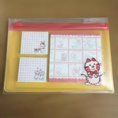 【新品未使用】チャーミーレトロ ポーチ付ふせんセット シモジマ 猫デザイン