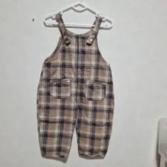 tete a tete チェック柄 オーバーオール 80cm