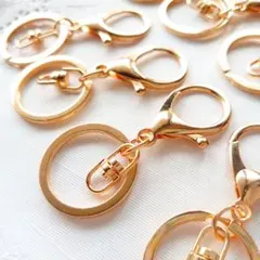 キーホルダー金具 ゴールド 回転カン付き