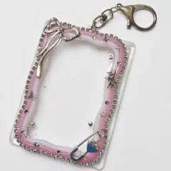 ハンドメイド　トレカキーホルダー　トレカケース レジンデコ　ピンク