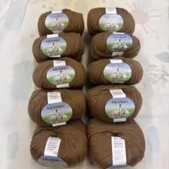 カシミヤ毛糸 100% 50g 10玉　濃い目のキャメル色　カシミア100%
