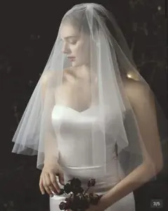 ホワイトチュール二層式ウェディングベール
