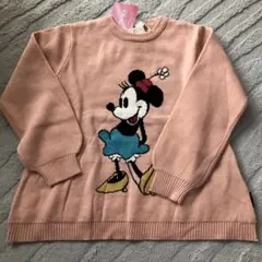 新品 120サイズ ディズニー ミニーマウス ピンクニット セーター