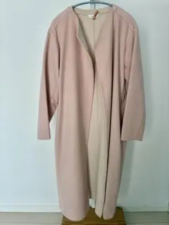 PLST ピンク フリース風 ロングコート