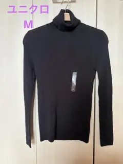 新品UNIQLO ユニクロ エクストラファインメリノリブタートルネックセーター