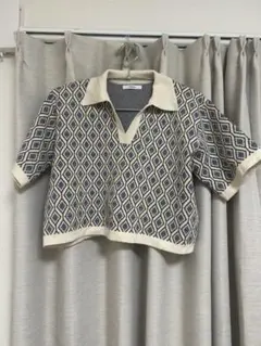 ダイヤモンドパターン ポロニット 半袖