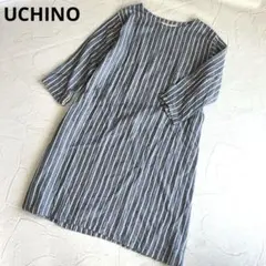 UCHINO　マシュマロガーゼ　ストライプワンピース　美品のサムネイル