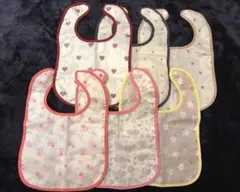 お食事スタイ お食事エプロン 6枚セット　西松屋　保育園用　ハート柄　花柄